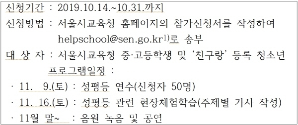 ‘이퀄리티 랩스타’ 주요 프로그램 진행 일정 (자료=서울시교육청)