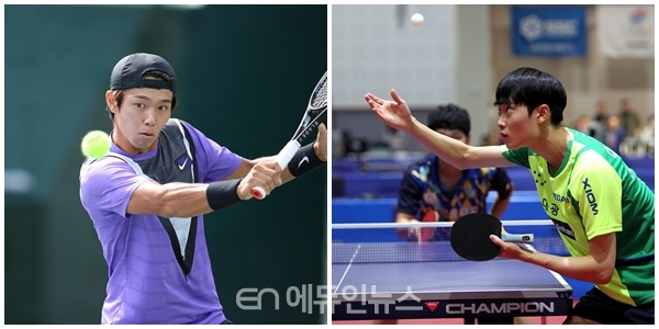 서울시청 테니스 이덕희 선수(사진 왼쪽)와 남자탁구 경기 모습 (사진=서울시체육회)