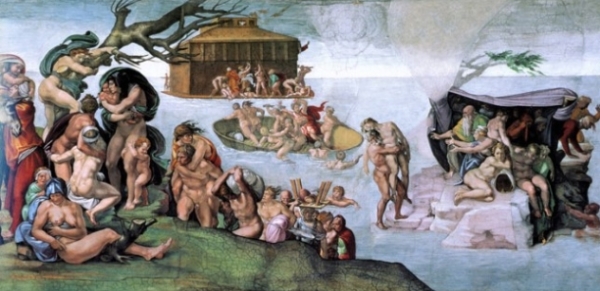 대홍수(미켈란젤로, 프레스코화, 바티칸, 시스타나 성당 소장, 프랑스국립박물관연합)
