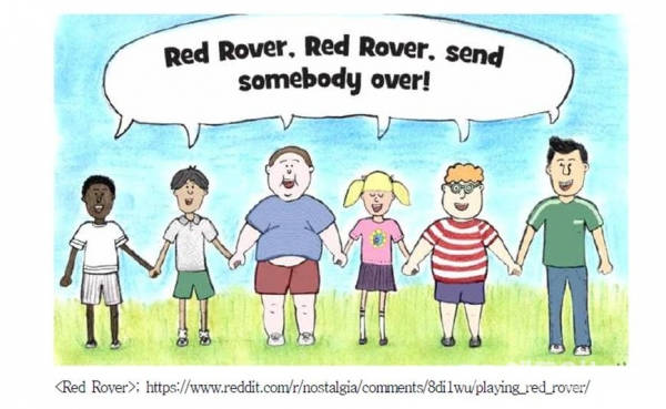 우리집에 왜 왔니와 유사한 영국 유래 놀이 'Red Rover'는 호주, 캐나다, 미국 등지로 전파된 놀이다.(자료=초등 교과서 전래놀이의 교육적 적절성 분석 정책연구)