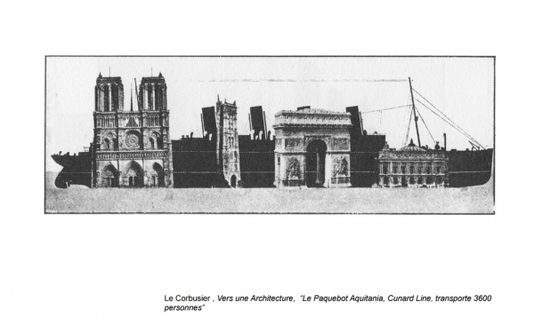 Le corbusier, Vers une Architecture, “Toward an Architecture,Le Paquebot Aquitania, Cunard Line, transporte 3600 personnes”, 1923 (출처=Le corbusier, Vers une Architecture)